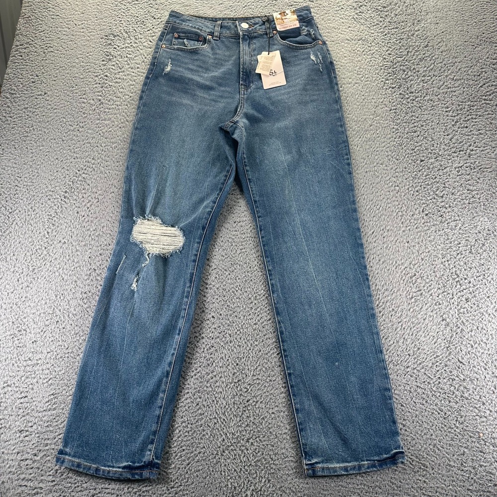 Sincerely Jules Jeans Womens 9 Blue Cotton Denim Straight Leg Distressed Stretch